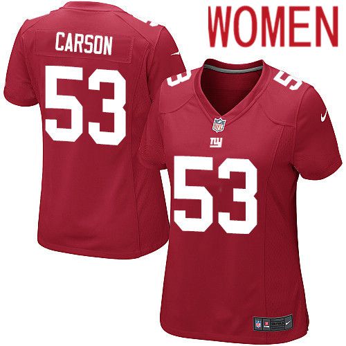 Cheap Women New York Giants 53 Harry Carson Nike Red Game NFL Jersey